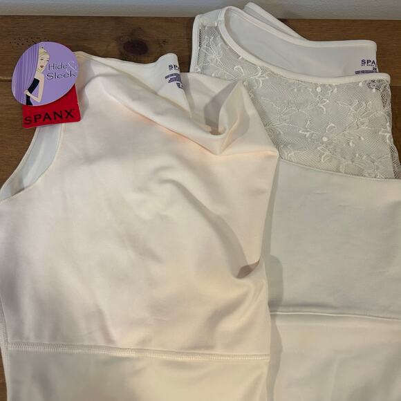 (2) Spanx by Sara Blakey 2X Cream Cowl Neck NWT & Cream Lace Shapewear Camisole